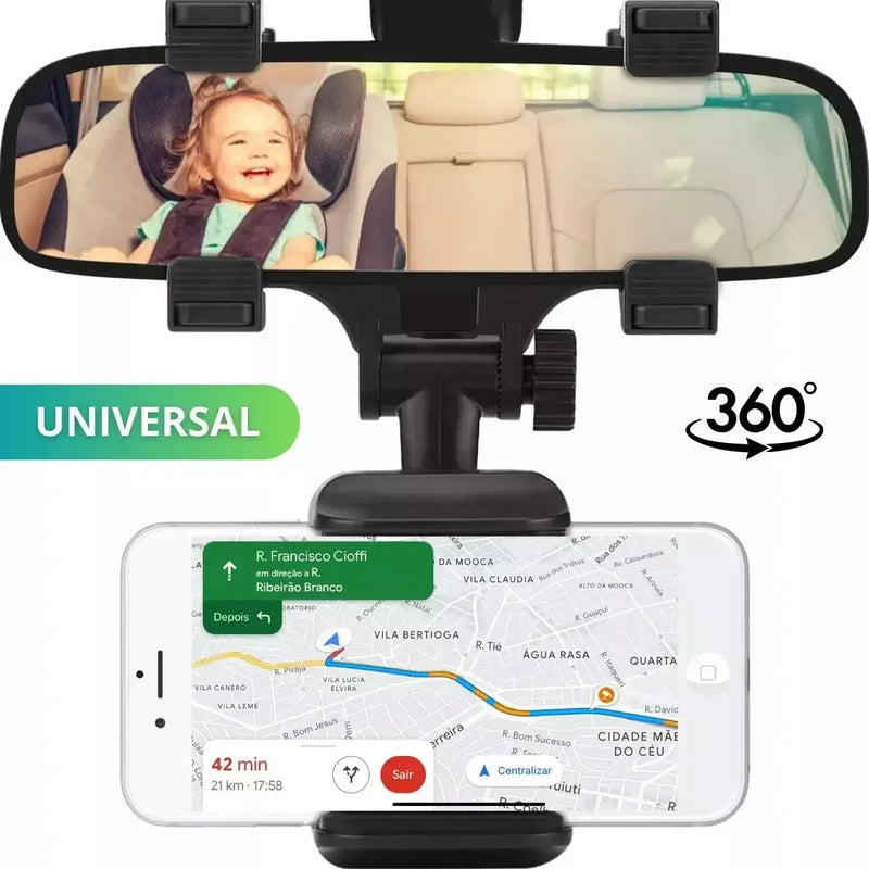 Suporte Celular Automativo Encaixe no Retrovisor 360º