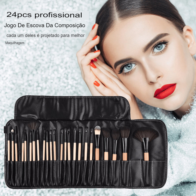 Kit de Pincéis para Maquiagem Profissional com 24 Pçs