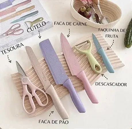 Kit Profissional colorido para culinaria Aço Inoxidavel com 6 peças