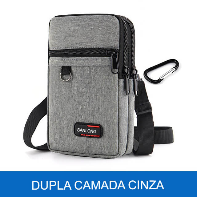 bolsa multifuncional compacta com camada dupla cinza