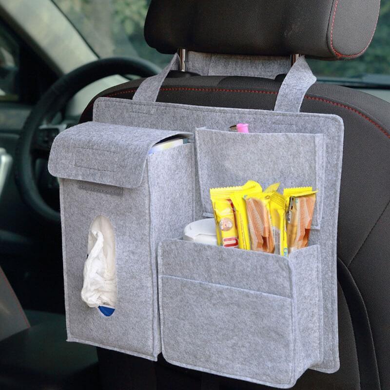 Organizador multi-função de Feltro para assento do carro Cinza Claro