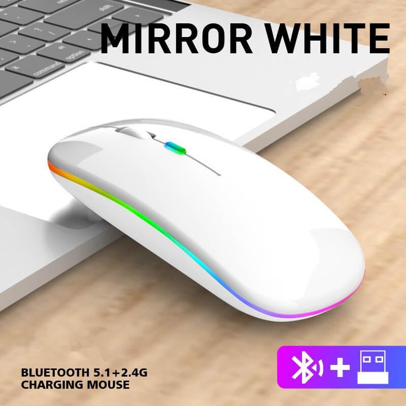 Mouse Bluetooth Portátil Recarregável Sem Fio Luminoso Branco