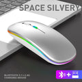 Mouse Bluetooth Portátil Recarregável Sem Fio Luminoso Prata