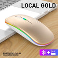 Mouse Bluetooth Portátil Recarregável Sem Fio Luminoso Dourado com Branco