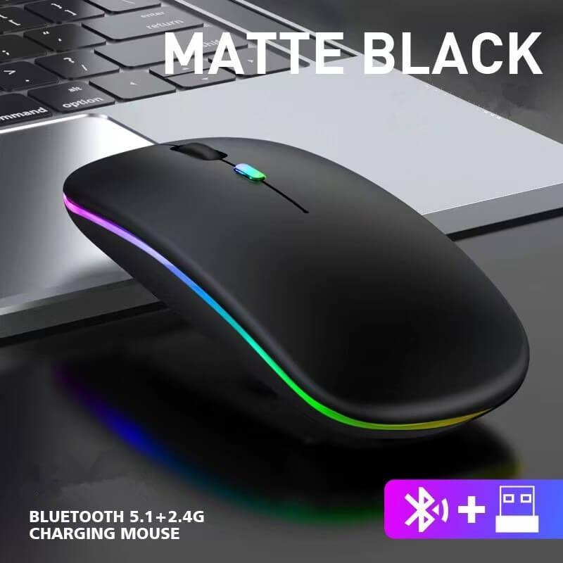 Mouse Bluetooth Portátil Recarregável Sem Fio Luminoso Preto