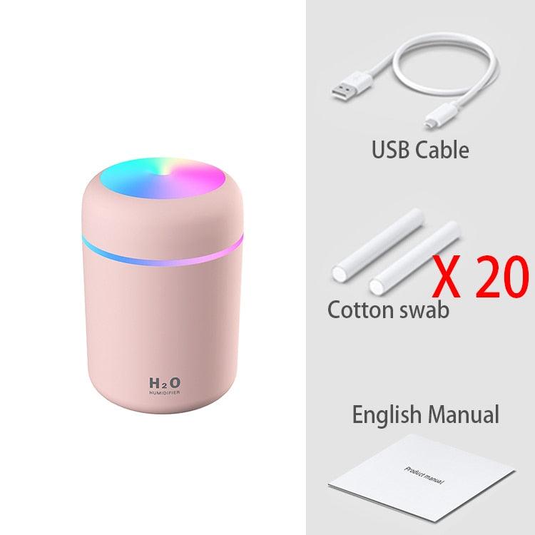 Mini Umidificador / Purificador de  Ar Portátil 300ml Usb Rosa C/ 20 Filtros