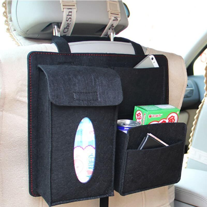 Organizador multi-função de Feltro para assento do carro preto