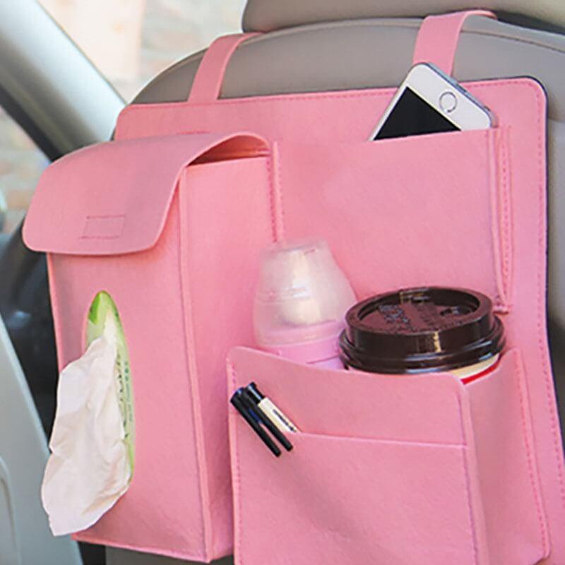 Organizador multi-função de Feltro para assento do carro Rosa